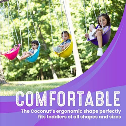 Swurfer Coconut Toddler Swing – Comfy Baby Swing Outdoor, 3- Point Adjustable Safety Harness, Secure, Safe Quick Click Locking System, Blister-Free Rope, Easy Installation, Ages 6-36 Months
