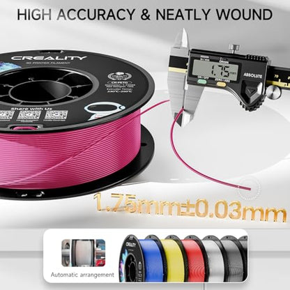 Official Creality PETG 3D Printer Filament 1.75mm 1KG (2.2lbs), High Precision Strong Toughness, Odorless Better Flow Moistureproof 3D Printing Ender Filament, Magenta