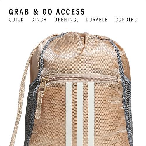 adidas Alliance Sackpack, Drawstring Backpack, Lightweight Small Gym Bag for Women and Men, Magic Beige/Off White, One Size