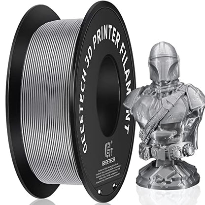 Geeetech Silver Filament, PLA Filament 1.75mm 1kg Spool (2.2lbs), Dimensional Accuracy +/- 0.02mm, 3D Printing Filament Fit Most FDM Printer, New Silver