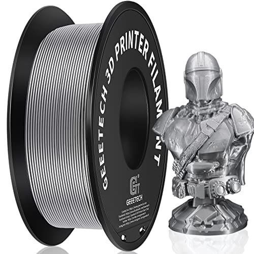 Geeetech Silver Filament, PLA Filament 1.75mm 1kg Spool (2.2lbs), Dimensional Accuracy +/- 0.02mm, 3D Printing Filament Fit Most FDM Printer, New Silver