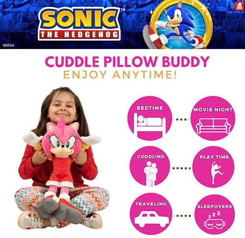 Franco Super Soft Plush Anime Cuddle Pillow Buddy, 1 Count (Pack of 1), Sonic The Hedgehog Amy Rose