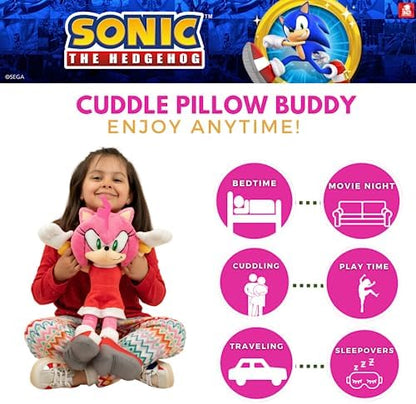 Franco Super Soft Plush Anime Cuddle Pillow Buddy, 1 Count (Pack of 1), Sonic The Hedgehog Amy Rose