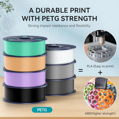 PETG Filament 1.75mm - 1kg(2.2lbs) SUNLU PETG 3D Printer Filament, Reusable Spool Compatible with Bambulab Refill Filament, 1.75mm Dimensional Accuracy +/- 0.02mm, Orange