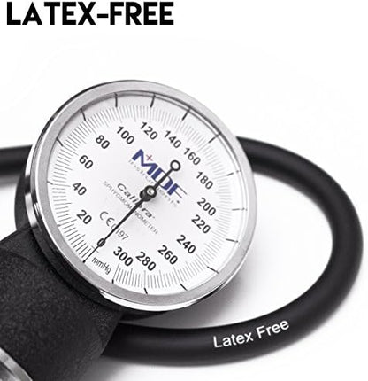 MDF Instruments, Calibra Aneroid Premium Professional Sphygmomanometer, Blood Pressure Monitor with Adult Cuff & Carrying Case, Lifetime Calibration, White Dial, Purple Cuff, MDF808M08