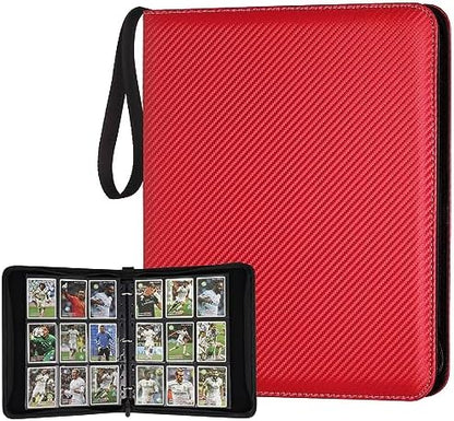 9 Pocket Card Binder, Premium Zip Trading Card Binder, 720 Double Sided Pocket PU Card Collection Binder, Collector Card Album, Card Folder for MTG, TCG, Sports Cards, Game Cards (Red)