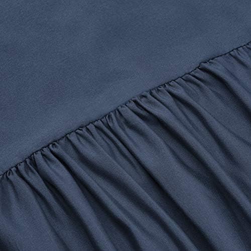 Amazon Basics Lightweight Ruffled Bed Skirt, Classic Style, Soft and Stylish 100% Microfiber with 16" drop-Queen, Navy Blue, Solid