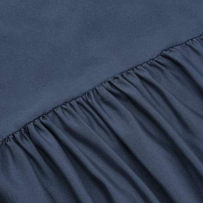 Amazon Basics Lightweight Ruffled Bed Skirt, Classic Style, Soft and Stylish 100% Microfiber with 16" drop-Queen, Navy Blue, Solid