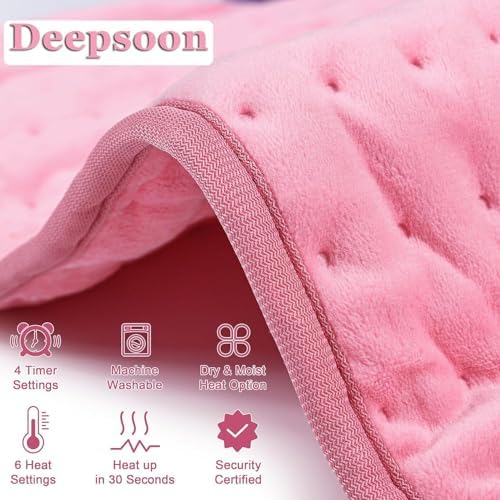 Heating Pad for Back,Neck,Abdomen,Moist Heated Pad for Shoulder,Knee,Hot Pad for Arms and Legs,Dry&Moist Heat & Auto Shut Off(Pink,33''×17'')