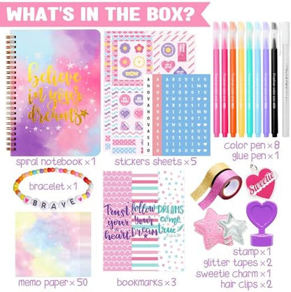 Nollh DIY Journal Kit for Girls - DIY Journal Set for Tween & Teen Girls, Stationery Set, Scrapbook & Diary Supplies Set, Journaling Art Crafts Kit, Ideal Gifts for 8 9 10 11 12 13 14 Year Old Girl