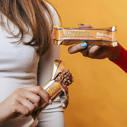 Barebells Protein Bars Peanut Butter - 12 Count, 20g High Protein Treats - Chocolate Nutrition Bar with 1g Total Sugars - On-The-Go Breakfast or Post-Workout Snack