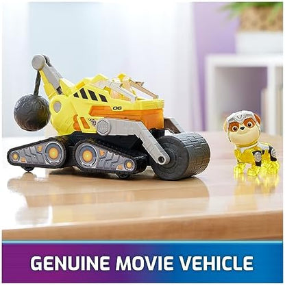 Paw Patrol: The Mighty Movie, Construction Toy Truck with Rubble Mighty Pups Action Figure, Lights and Sounds, Kids Toys for Boys & Girls 3+