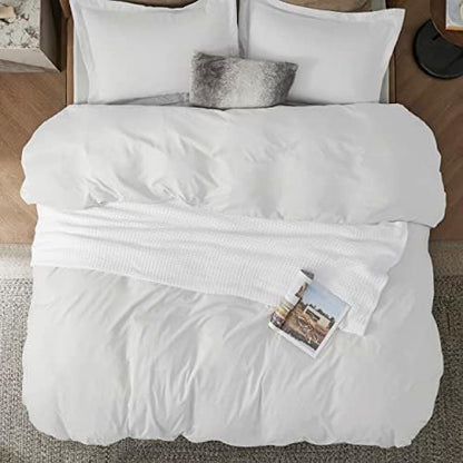 Bedsure White Duvet Cover Queen Size - Soft Double Brushed Bedding Set for Kids & Adults, Zipper Closure, 3 Pieces, Includes 1 Duvet Cover (90"x90") & 2 Pillow Shams, NO Comforter