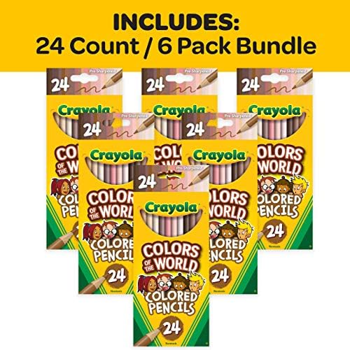 Crayola Colors of the World Bulk Colored Pencil Set - 6 Packs (24ct), Skin Tone Kids Colored Pencils for Kids, Bulk Teacher Classroom Must Haves