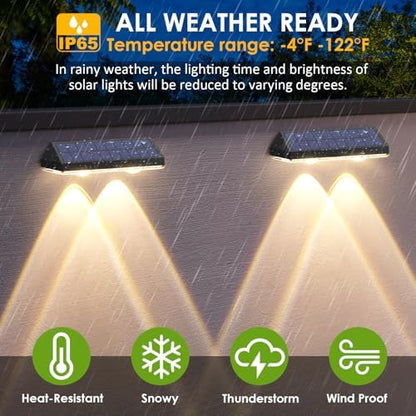 Solar Fence Lights Outdoor - 2700/4000/6000K 3 Mode, Solar Fence Lights Outdoor Waterproof LED, Fence Light Solar Powered for Outside, Backyard/Railing/Step/Patio/Wall and Home Improvement(8 Pack)