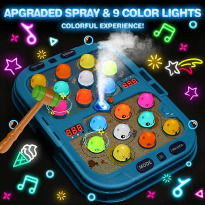 HopeRock Toddler Toys for Boys 4-6 with 2 Hammers, 5 Modes, 9 Music Sprays,Light-Up, Ideal Birthday and Christmas Gifts for 3-6 Year Old Boys