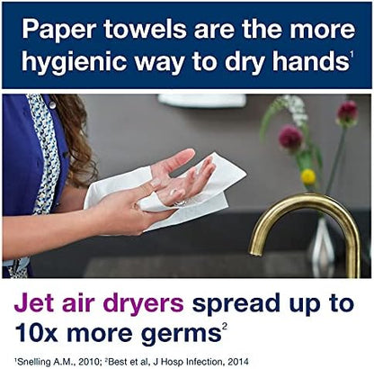 Tork Matic Extra Soft Paper Hand Towel Roll White with Blue Leaf H1, Premium, High Absorbency, 6 Rolls x 300 ft, 290094