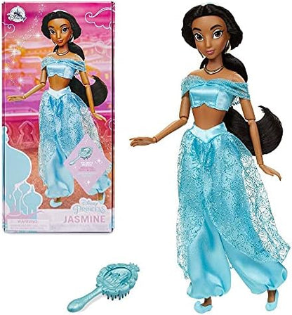 Disney Store Official Disney Princess Classic Doll (Jasmine from Aladdin), 11 Inches, Includes Brush with Molded Details, Fully Posable Toy in Classic Outfit - Disney Princess Toys for Girls