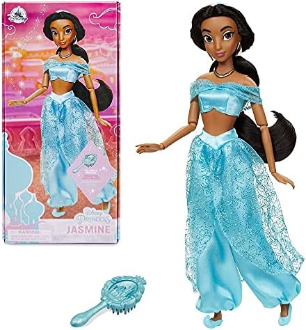 Disney Store Official Disney Princess Classic Doll (Jasmine from Aladdin), 11 Inches, Includes Brush with Molded Details, Fully Posable Toy in Classic Outfit - Disney Princess Toys for Girls