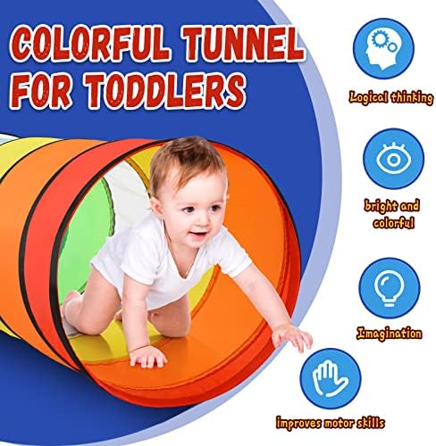 Moncoland Kids Play Tunnel Tent for Toddlers, Pack of 2 Colorful Pop Up Crawl Tunnel Toy for Baby or Pet, Collapsible Gift for Boy and Girl Play Tunnel Indoor and Outdoor Game