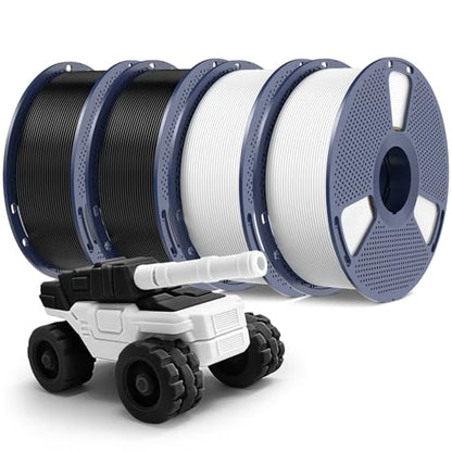 PETG Filament 1.75mm - 4kg(8.8lbs) SUNLU PETG 3D Printer Filament, Reusable Spool Compatible with Bambulab Refill Filament, 1.75mm Dimensional Accuracy +/- 0.02mm, Blck+Black+White+White Bundle