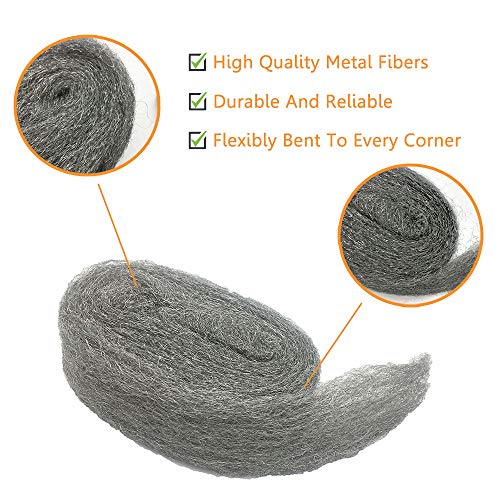 Steel Wool Fill Fabric DIY Kit, Coarse Wire Wool Hardware Cloth, Gap Blocker, Keep Mice Away from Holes/Siding/Pipeline/Vents in Garden, House, 6 Pack × 10FT