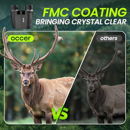 Occer 12x32 Compact Binoculars for Adults High Powered, Large Eyepiece Binocular for Kids - Easy Focus Binoculars for Bird Watching,Cruise Ship, Hunting,Travel,Sightseeing