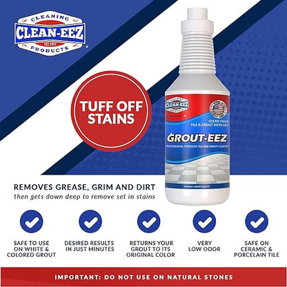 Clean-eez Grout-eez Super Heavy-Duty Grout Cleaner - Powerful Tile and Floor Stain Remover for Bathroom, Kitchen, and More - 32 oz.