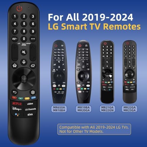 Replacement for LG TV Remote, for All 2019-2024 LG Remote Control for Smart TVs, for Magic MR20/21/22/23/24GA with Voice and Pointer Function. 1-Year Warranty.