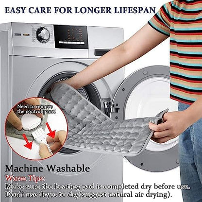 Heating Pad,Electric Heating Pads for Back,Neck,Abdomen,Fathers Day Dad Gifts,Moist Heating Pad for Shoulder,Knee,Arms,Legs,Dry/Moist Heat & Auto Shut Off,Birthday Gifts for Men(Light Gray, 24''×12'')