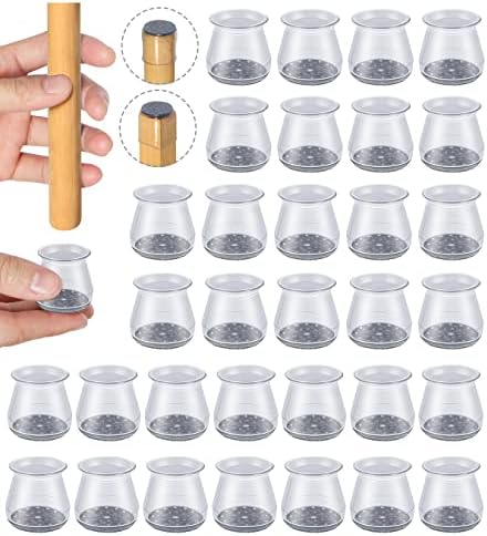 32pcs Chair Leg Floor Protectors,Bar stools Leg Protectors Caps,Dining Room Table Chair Leg Protectors for Hardwood Floors, Chair Leg Covers Silicone Felt Furniture Pads (Small fit: 0.9'' - 1.29'')