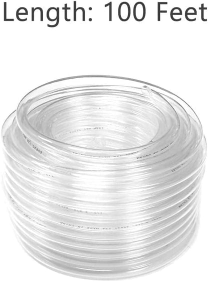 Eastrans Clear Vinyl Tubing Flexible PVC Tubing, Hybrid PVC Hose, Lightweight Plastic Tube, by 1/2 Inch ID, 100-Feet Length, UV Chemical Resistant