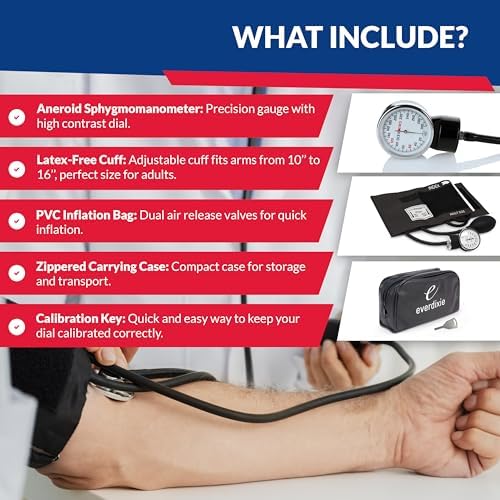 Deluxe Aneroid Sphygmomanometer Blood Pressure Monitor Set – 2-Pack – Adult Cuff, Carrying Case & Calibration Tool – High Contrast Dial for Accurate Readings – Portable & Durable Design – Black