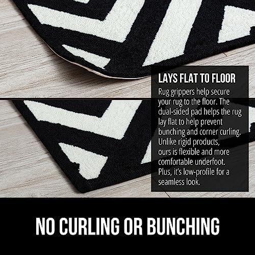 GORILLA GRIP 12 Pack Rug Gripper Pads, Keep Area Rugs Corners from Curling and Bunching, Reusable Dual-Sided Flexible Sticky Pad, Grips Floor Underlayment, Hold Carpet in Place on Hardwood Floors