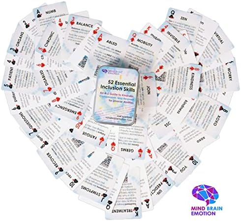 Mind Brain Emotion 52 Essential Inclusion Skills - A to Z Guide to Kindness, Compassion, Respect for Diversity and Disabilities - Educational Cards and Health Advocate to Teach Kids Empathy