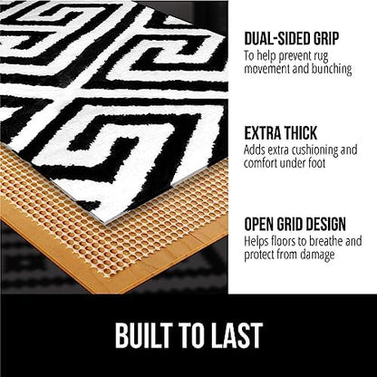 GORILLA GRIP Strong Rug Pad Gripper, 4x6 FT, US Designed, Grips Keep Area Rugs Safe and in Place, Thick, Slip and Skid Resistant Pads for Hard Floors, Under Carpet Mat Cushion and Hardwood Protection