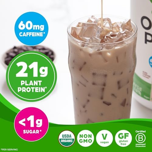 Orgain Organic Vegan Protein Powder, Iced Coffee - 21g Plant Protein, 60mg of Caffeine, Low Net Carb, No Lactose Ingredients, No Added Sugar, Non-GMO, For Shakes & Smoothies, 2.03 lb