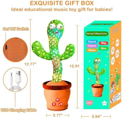 Rechargeable Dancing Talking Cactus Toy for Baby Toddler, Boys Girls Gifts Singing Mimicking Toys Recording Repeating What You Say with 120 English Songs