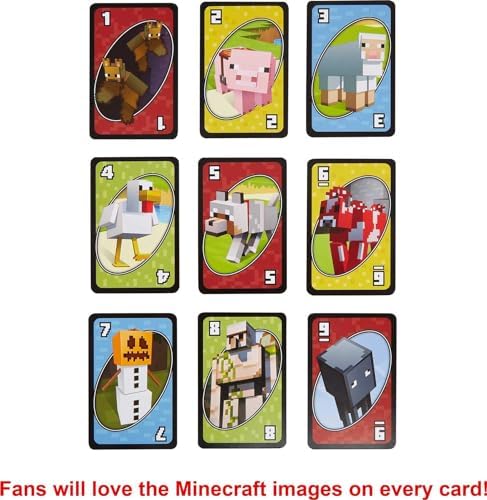 Bundle of Mattel Games UNO Minecraft Card Game with Minecraft-Themed Graphics in a Collectible Tin (Amazon Exclusive) + Mattel Minecraft Transforming Diamond Sword & Pick-Axe Kid-Sized 2-in-1 Toy