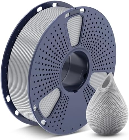 SUNLU 3D Printer Filament PETG Filament 1.75mm, Less Stringing Good Layer Adhesion High Toughness, PETG Filament 1.75 ±0.02mm, 1kg Spool(2.2lbs), Silver