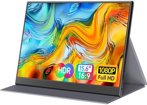 15.6inch Portable Monitor,1080P USB-C HDMI Second External Monitor for Laptop,PC,Mac Phone,PS,Xbox,Swich,IPS Ultra-Thin Zero Frame Gaming Display/Premium Smart Cover