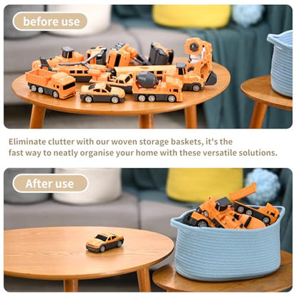 Cute Woven Storage Basket with Handle, Baskets for Gifts Empty, Gift Baskets for Birthday Baby Shower Raffle Burr Fundraising, Decorative Organizer Box for Baby Toy Pet, 13" D x 8" W x 6" H