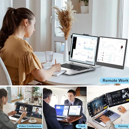 Laptop Screen Extender, 14" FHD 1080P IPS Laptop Monitor Extender Dual Screen, Portable Monitor for Laptops 13-17" with USB-C/HDMI Port, Plug n Play for Windows/Mac/Android/Switch/PS5