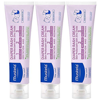 Mustela Baby Diaper Rash Cream 123 - Skin Protectant with Zinc Oxide - Fragrance Free & Paraben Free - with 98% Natural Ingredients - Various Packaging