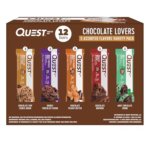 Quest Nutrition Chocolate Lovers Variety Pack, High Protein, Low Carb, Gluten Free, Keto Friendly, 12 Count