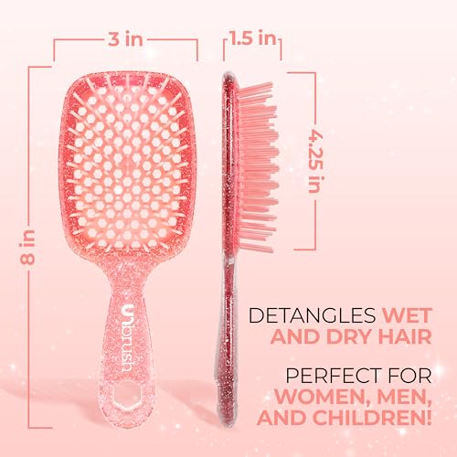 FHI Heat UNbrush Detangling Brush for Pain-Free Brushing on All Wet or Dry Hair Types — Durable DuoFlex Anti-Static Bristles, Lightweight Handle, Vented Hair Brush