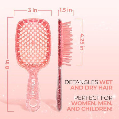 FHI Heat UNbrush Detangling Brush for Pain-Free Brushing on All Wet or Dry Hair Types — Durable DuoFlex Anti-Static Bristles, Lightweight Handle, Vented Hair Brush