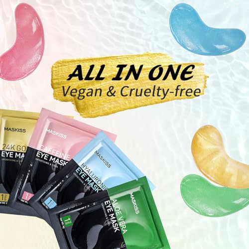 Under Eye Patches(50 Pairs), 24K Gold, Caffeine, Hyaluronic Acid, Aloe Vera Eye Masks for Dark Circles Puffy Eyes Undereye Bags, Eye Skin Care Gift Set for Bachelorette Party Favors