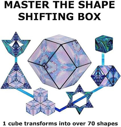 Shashibo Shape Shifting Box - STEM Magnetic Fidget Cube That Transforms Into Over 70 Shapes, Download Fun in Motion Toys Mobile App (Mystic Ocean)