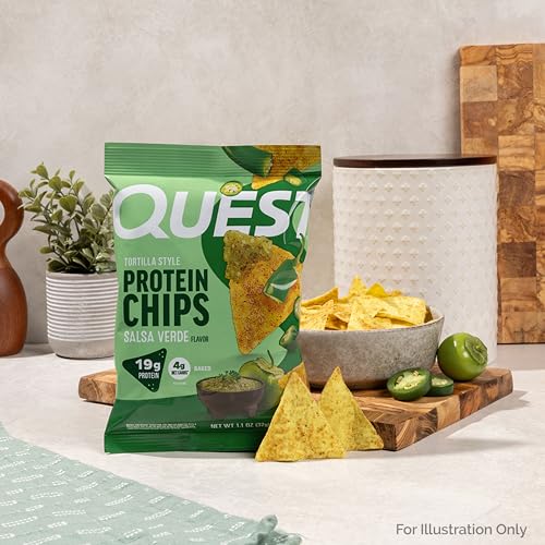 Quest Nutrition Tortilla Style Protein Chips, Salsa Verde, 19g of Protein, 4g Net Carbs, Gluten Free, 1.1 Ounce (Pack of 12)